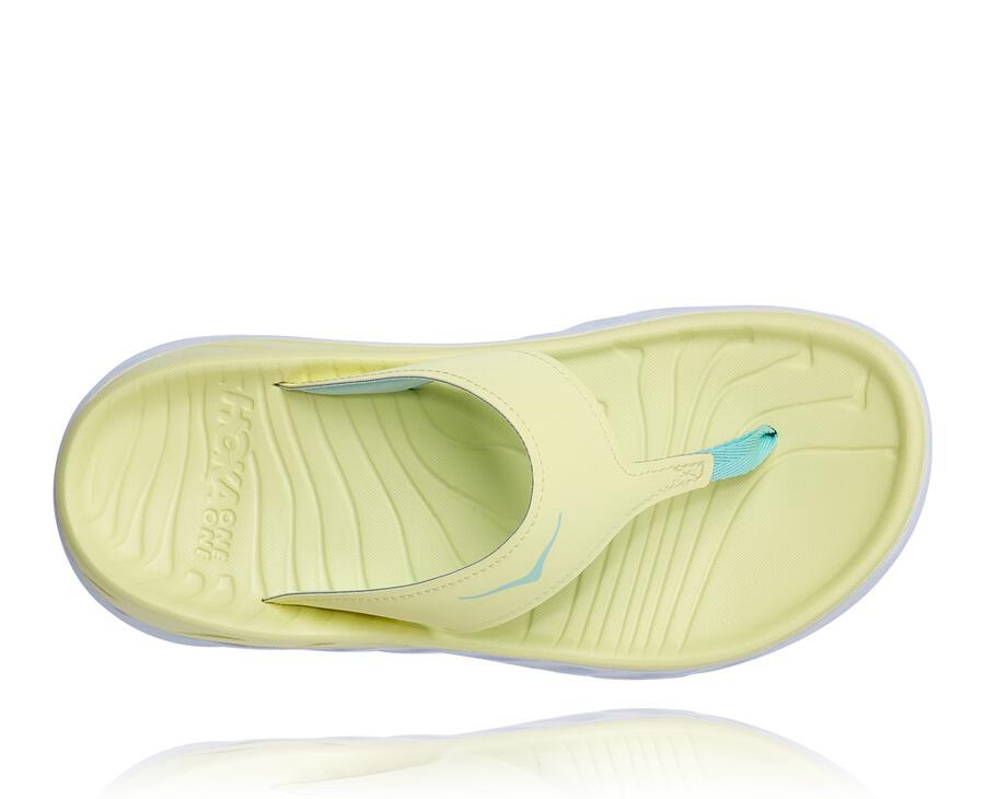 Sandalias Hoka One One Mujer - Ora Recovery Flip - Amarillo/Blancas - OIY246179